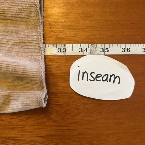 Vintage Mossimo Beige Corduroy Drawstring Pants With Black Embroidery Trim L - Picture 4 of 9